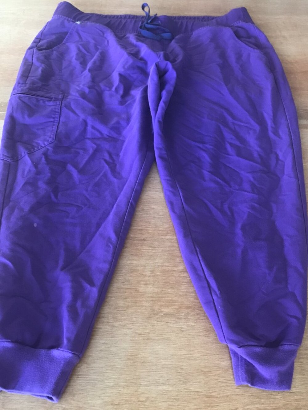 Figs Zamora Jogger Scrub Pants Women XXL Purple Mid Rise Zip Pocket Tie Waist